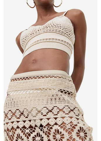 Светло-бежевая вечерний, пляжный однотонная юбка H&M