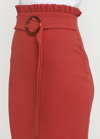 Терракотовая кэжуал однотонная юбка Boohoo карандаш
