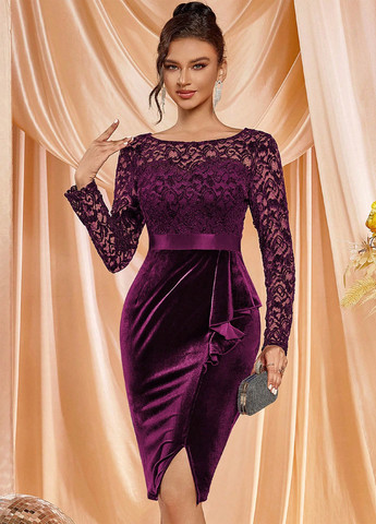 Бордовое коктейльное платье футляр SHEIN однотонное