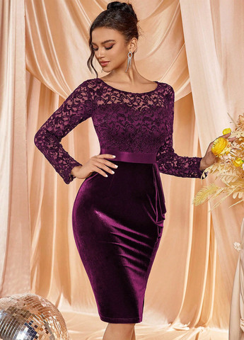 Бордовое коктейльное платье футляр SHEIN однотонное