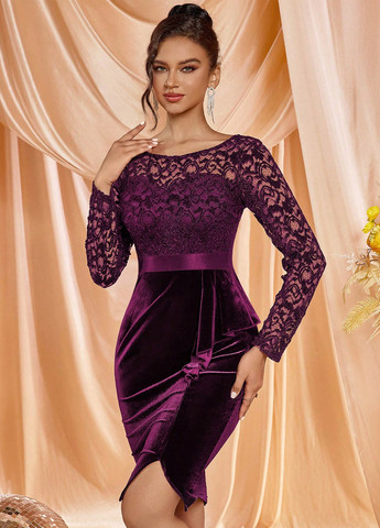 Бордовое коктейльное платье футляр SHEIN однотонное