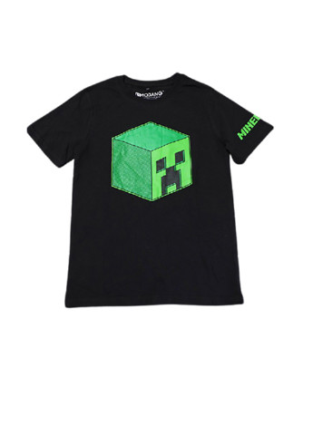 Чорна демісезонна футболка creeper head minecraft двостороння чорна MOJANG Minecraft Creeper Head