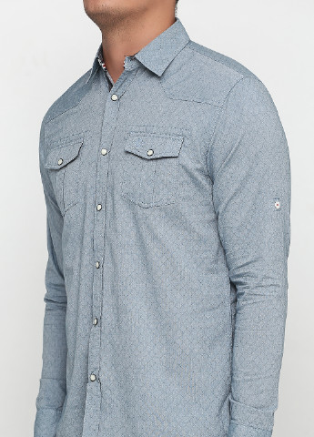 Серо-голубой кэжуал рубашка с орнаментом Lee Cooper с длинным рукавом
