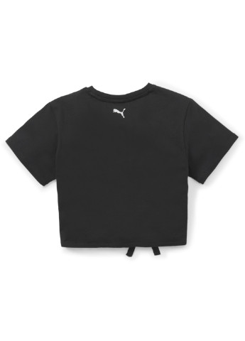 Детская футболка x SMILEY WORLD Kids' Tee Puma однотонная чёрная спортивная полиэстер, хлопок