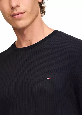Синий демисезонный домашний лонгслив Tommy Hilfiger с логотипом