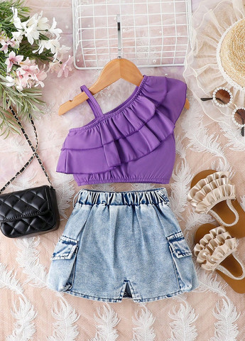 Комбінований літній комплект (топ, спідниця) SHEIN