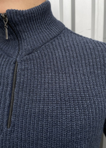 Синій зимовий светр теплий ворот блискавка Figo 6917 jeans