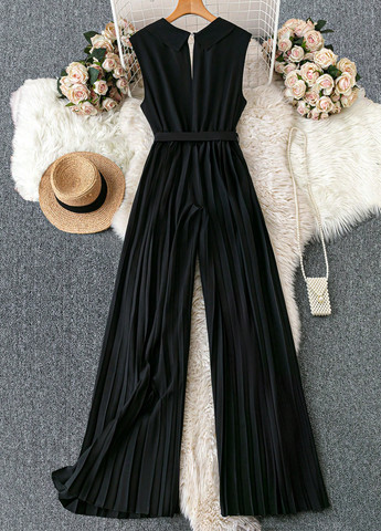 Комбінезон SHEIN комбінезон-брюки однотонний чорний вечірній, кежуал поліестер