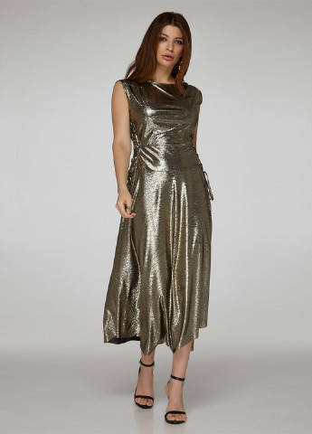 Золотой коктейльное платье клеш Solh однотонное