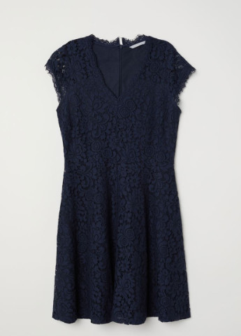 Темно-синее кэжуал платье кружевное H&M однотонное