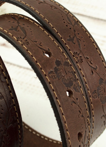Ремень женский кожаный с цветами SF-255 коричневый (125 см) Brown SFIP (220361684)