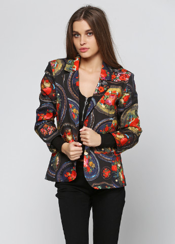 Черный деловой пиджак Gsus - с цветочным узором - демисезонный