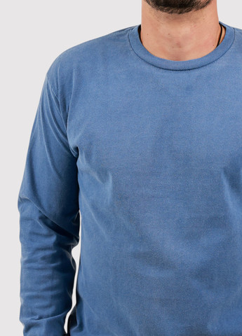 Лонгслів Blue 84 однотонний світло-синій кежуали трикотаж, бавовна