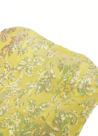 Жовтий кежуал сукня з відкритими плечима SHEIN однотонна