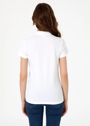 Белая женская футболка-поло Pierre Cardin однотонная