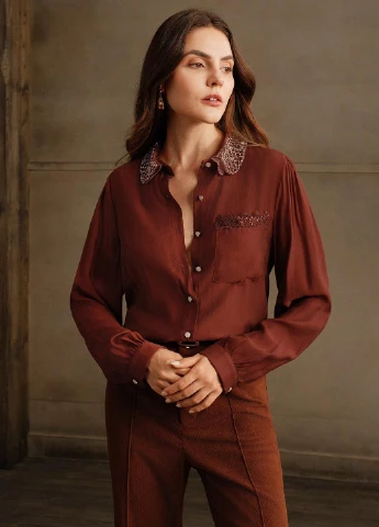 Коричневая блуза SHEIN
