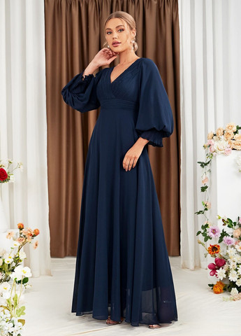 Темно-синя вечірня сукня кльош SHEIN однотонна