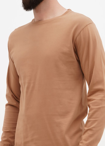 Темно-бежевый демисезонный кэжуал лонгслив Blue 84 однотонный