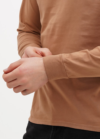 Темно-бежевый демисезонный кэжуал лонгслив Blue 84 однотонный