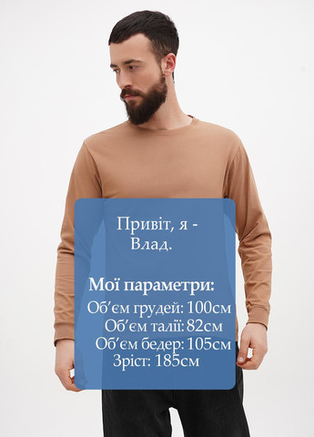 Темно-бежевый демисезонный кэжуал лонгслив Blue 84 однотонный