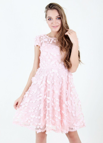 Розовое коктейльное платье Meixin однотонное