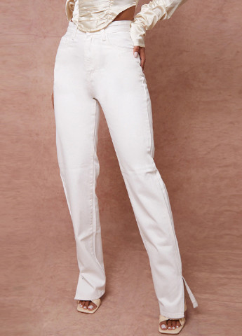 Белые демисезонные прямые джинсы PrettyLittleThing