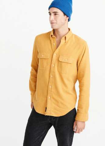 Желтая кэжуал рубашка однотонная Abercrombie & Fitch