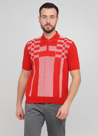 Красная мужская футболка поло Doxman с геометрическим узором