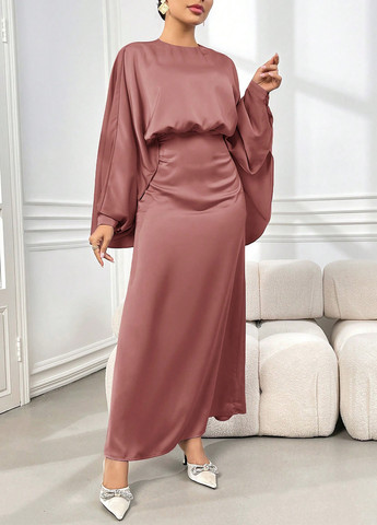 Розово-коричневое вечернее платье SHEIN однотонное