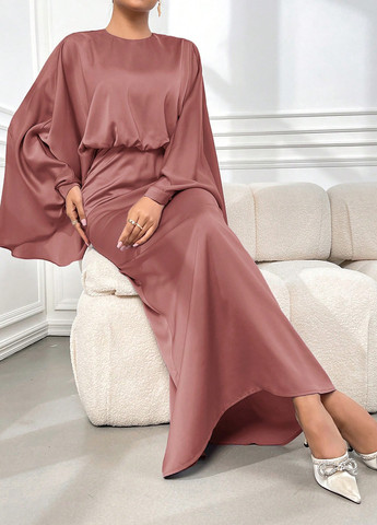 Розово-коричневое вечернее платье SHEIN однотонное