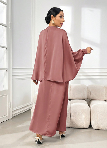 Розово-коричневое вечернее платье SHEIN однотонное