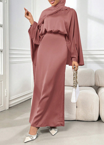 Розово-коричневое вечернее платье SHEIN однотонное