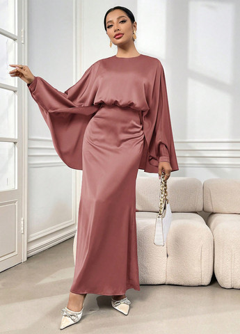 Розово-коричневое вечернее платье SHEIN однотонное