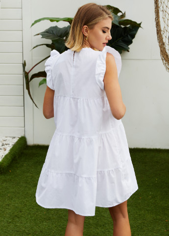 Белое кэжуал свободное белоснежное платье Gepur однотонное