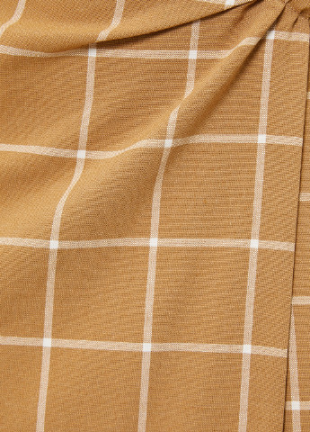 Светло-коричневая кэжуал в клетку юбка KOTON на запах