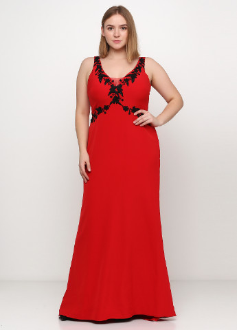 Красное вечернее платье годе, с открытой спиной JS Collections с цветочным принтом