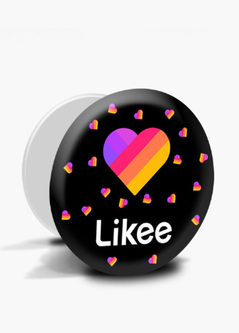 Попсокет (Popsockets) тримач для смартфону Лайк (Likee) (8754-1054) Чорний MobiPrint (216748466)