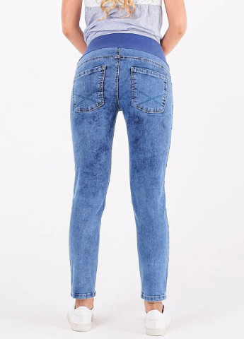 Синие джинсы для беременных бойфренды с мягкой бандажной резинкой под животик To Be - (239788273)
