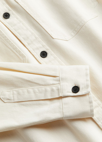 Кремовая кэжуал, джинсовая рубашка однотонная H&M