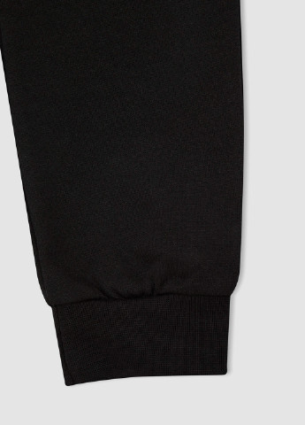 Костюм (худі, штани) DeFacto однотонний чорний спортивний бавовна