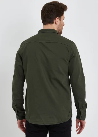 Оливковковая (хаки) кэжуал рубашка однотонная Trend Collection