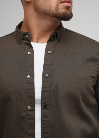 Оливковковая (хаки) кэжуал рубашка однотонная Trend Collection