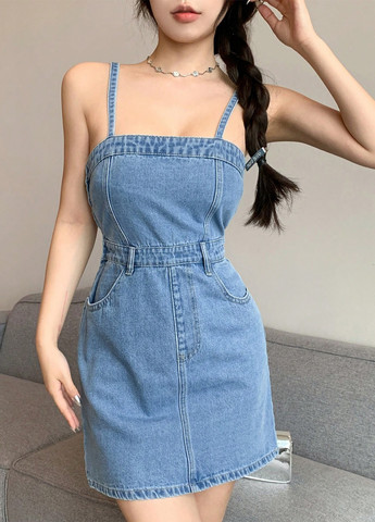 Летний женский сарафан SHEIN однотонный