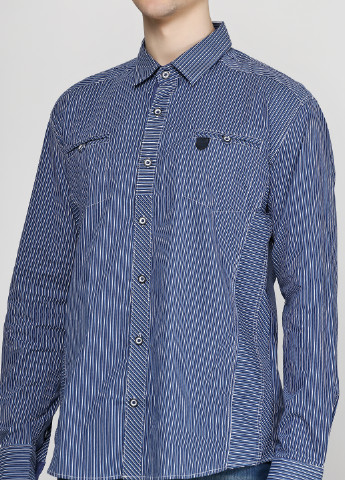 Синяя кэжуал рубашка в полоску Jean Piere