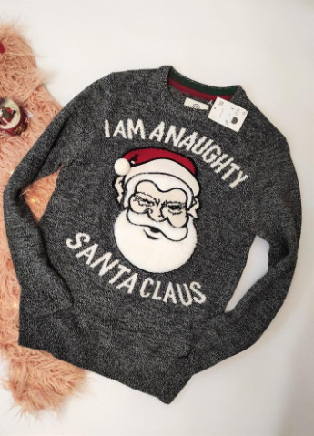 Сірий зимовий светр, джемпер новорічний різдвяний C&A