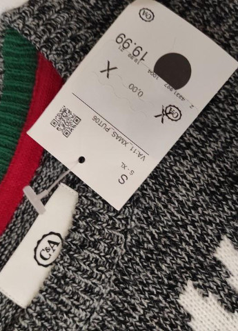 Серый зимний свитер, джемпер новогодний рождественский C&A