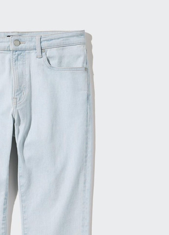 Голубые демисезонные зауженные джинсы Uniqlo