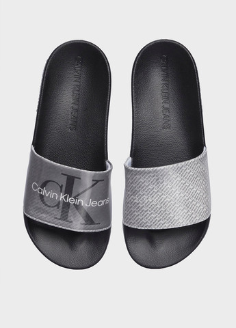 Черно-белые шлепанцы Calvin Klein Jeans с логотипом, с тиснением