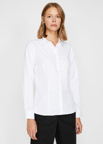 Белая кэжуал рубашка однотонная KOTON