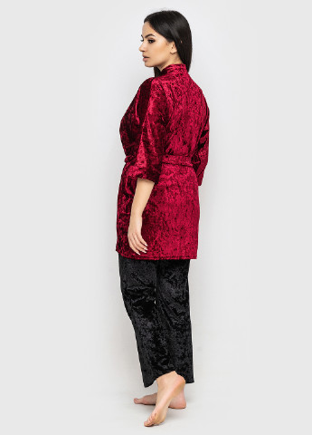 Бордовый демисезонный комплект (майка, брюки, халат) Ghazel